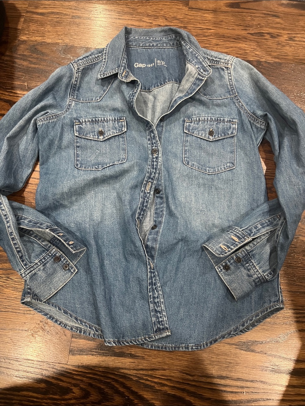 GAP Washed Denim Western Shirt in Blue